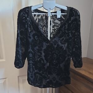 Meadow Rue Black Velvet Top Burnout Romantic Whimsigoth